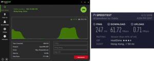 IPVanish Wuhan speed test