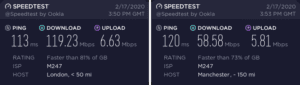 PIA UK speed test