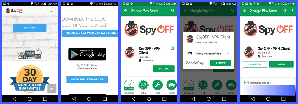 SpyOFF VPN Installation Procedure for Android