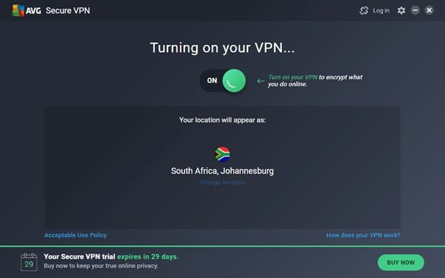 Connecting to a AVG VPN Server in Africa