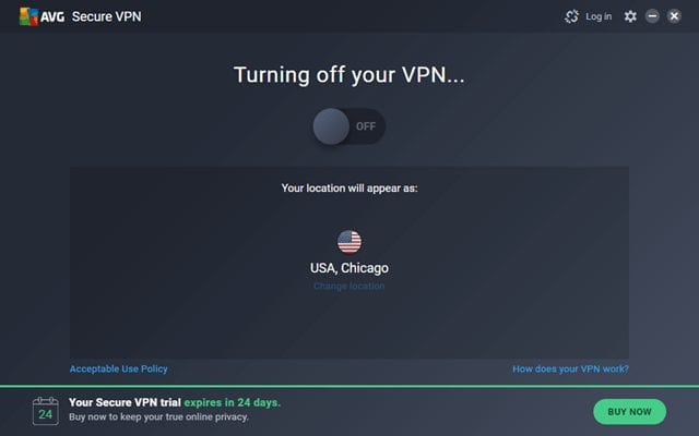 AVG VPN Network Disconnetion Screen