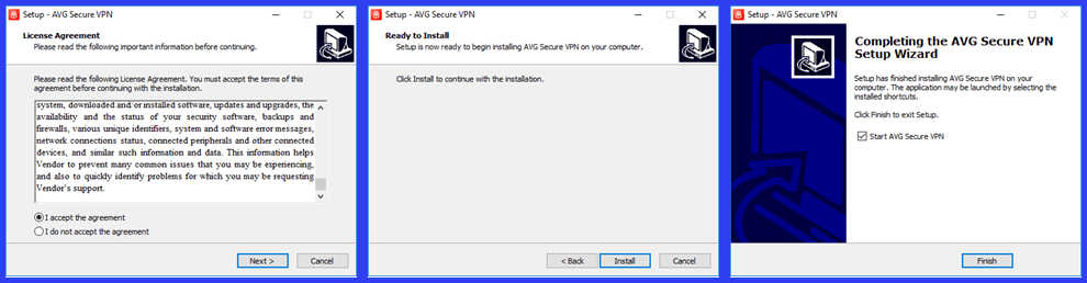 AVG VPN Window Client Installation