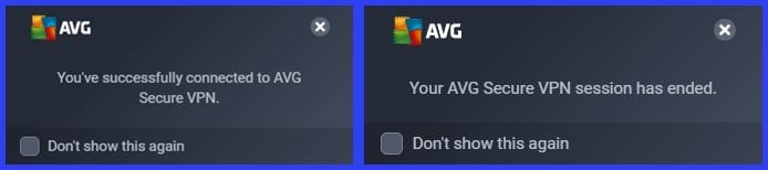 AVG Secure VPN Notification