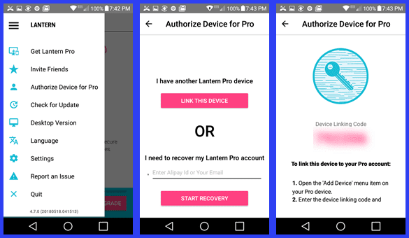 Authorizing Lantern Pro on Your Android Phone