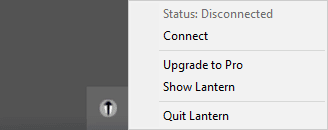 Controlling Lantern in the System Tray