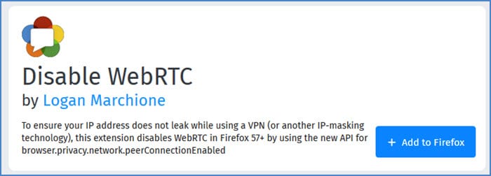Disable WebRTC addon