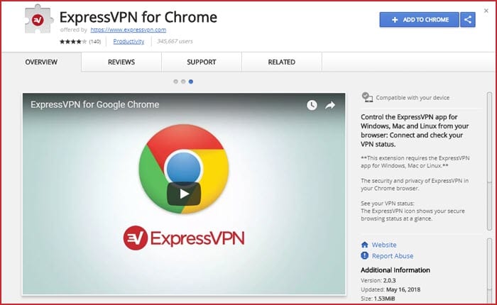 ExpressVPN Extension Page
