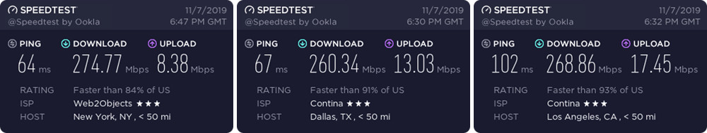 ExpressVPN US speed test