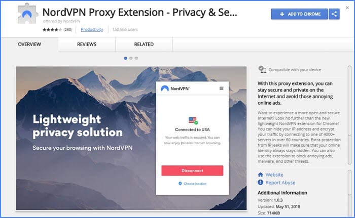 NordVPN Extension Page