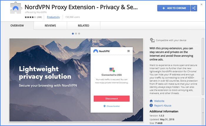 NordVPN Extension Page