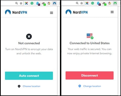 NordVPN Chrome Extension Usage