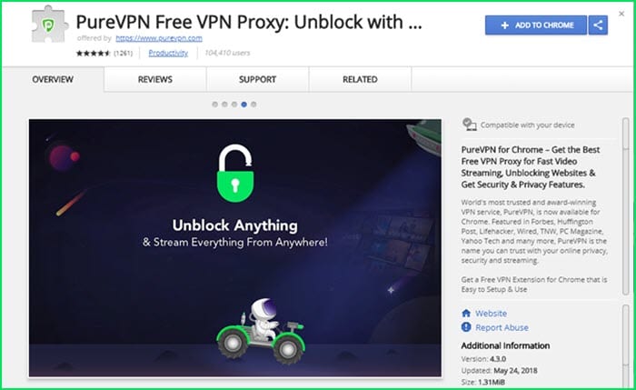 PureVPN Extension Page