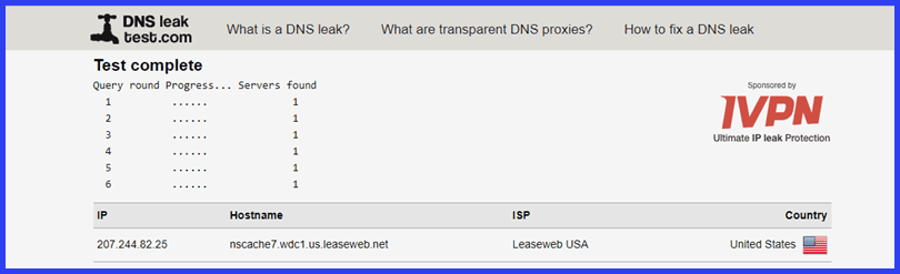 VPNBook DNS Leak Test