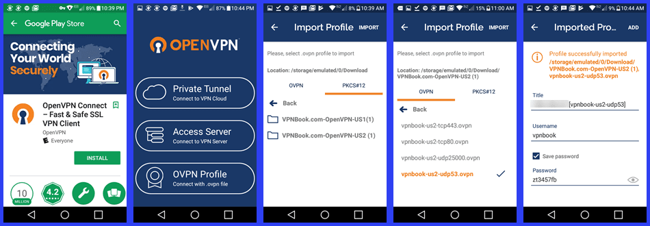 Installing OpenVPN Connect and Importing Server Profiles