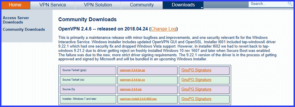 Downloading the OpenVPN Windows Client