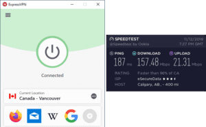 ExpressVPN Calgary speed test