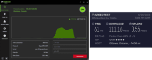 IPVanish Ottawa speed test