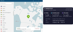 NordVPN Calgary speed test