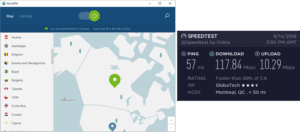 NordVPN Montreal speed test