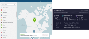 NordVPN Vancouver speed test