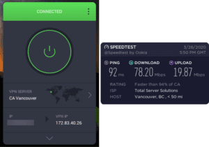 PIA Vancouver speed test