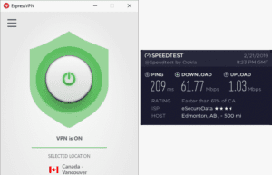 ExpressVPN Edmonton speed test