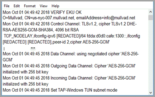 Example Mullvad Connection Log