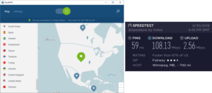 NordVPN Winnipeg speedd test