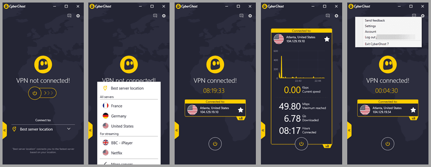 CyberGhost VPN Best Server Connection