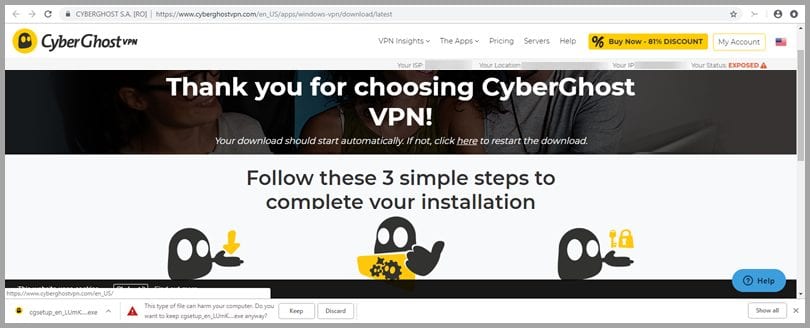Downloading the CyberGhost VPN Windows Client