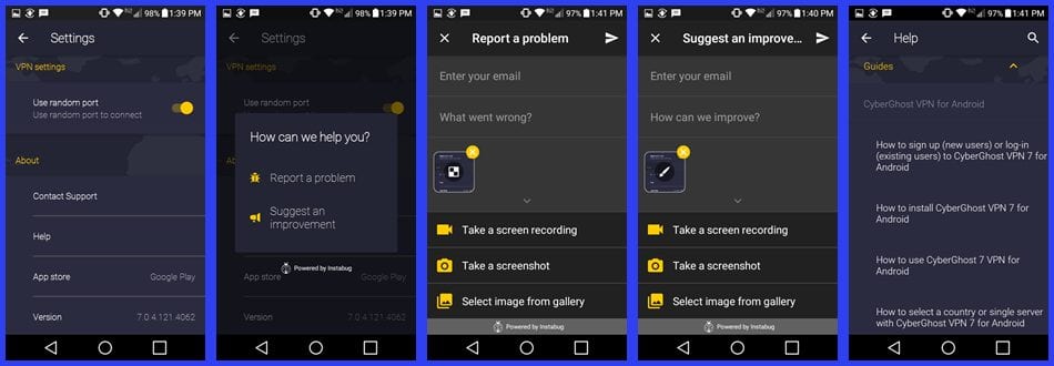 CyberGhost VPN Android App Settings (Continued)