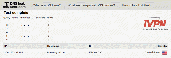 Perfect Privacy VPN 2-Level Multi-hop DNS Leak Test