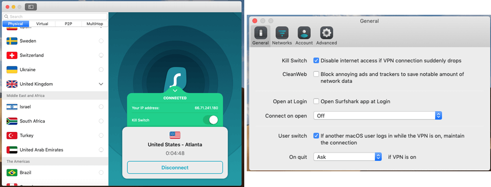 Surfshark Mac client