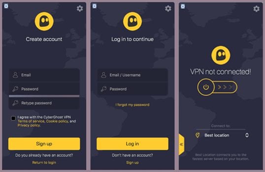 CyberGhost VPN Account Authentication