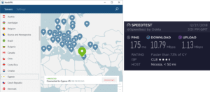 NordVPN Cyprus speed test