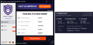 PureVPN Slovenia speed test