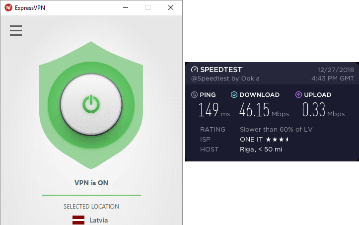 ExpressVPN Latvia speed test
