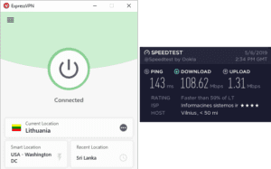 ExpressVPN Lithuania speed test