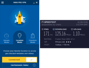 HMA Liechtenstein speed test