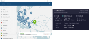 NordVPN Azerbaijan speed test