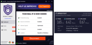 PureVPN Moldona speed test