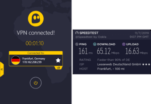 CyberGhost Frankfurt speed test