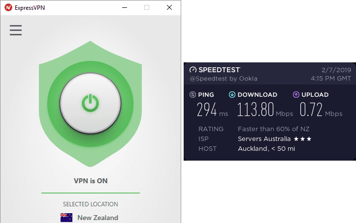 ExpressVPN Auckland speed test