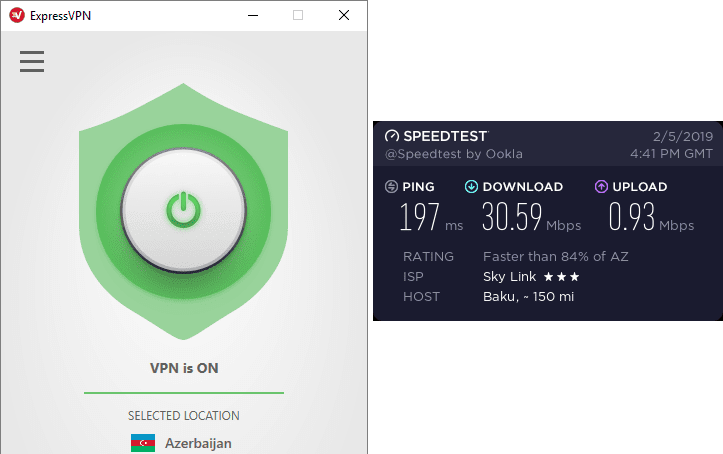ExpressVPN Baku speed test