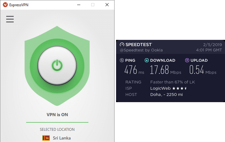 ExpressVPN Doha speed test