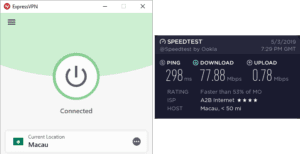 ExpressVPN Macau speed test