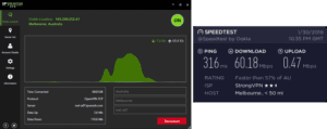 IPVanish Melbourne speed test