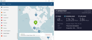 NordVPN Augusta speed test