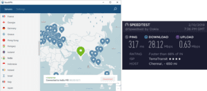 NordVPN Chennai speed test