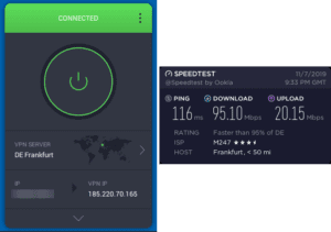 PIA Frankfurt speed test